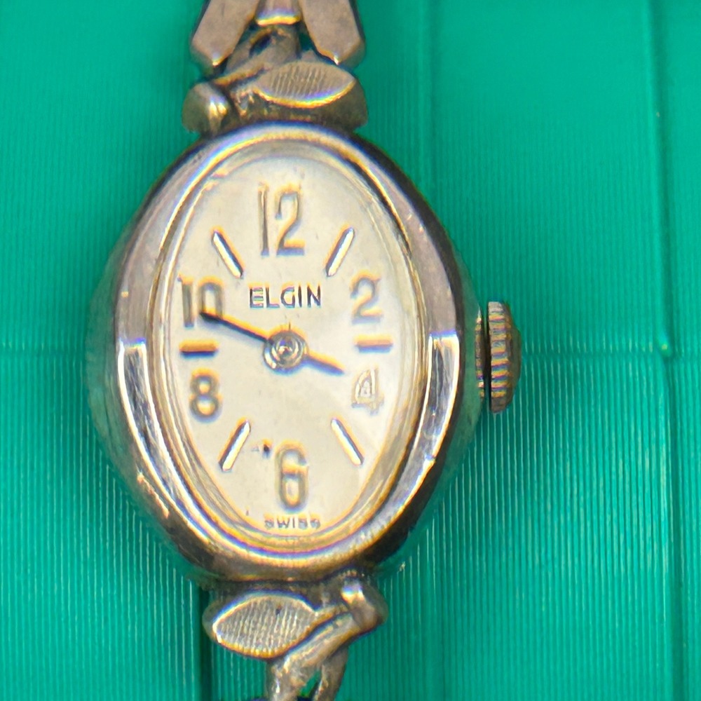 Vintage Elgin Swiss Watch Womens 10K RGP Bezel Oval Face Expansion Band Tested